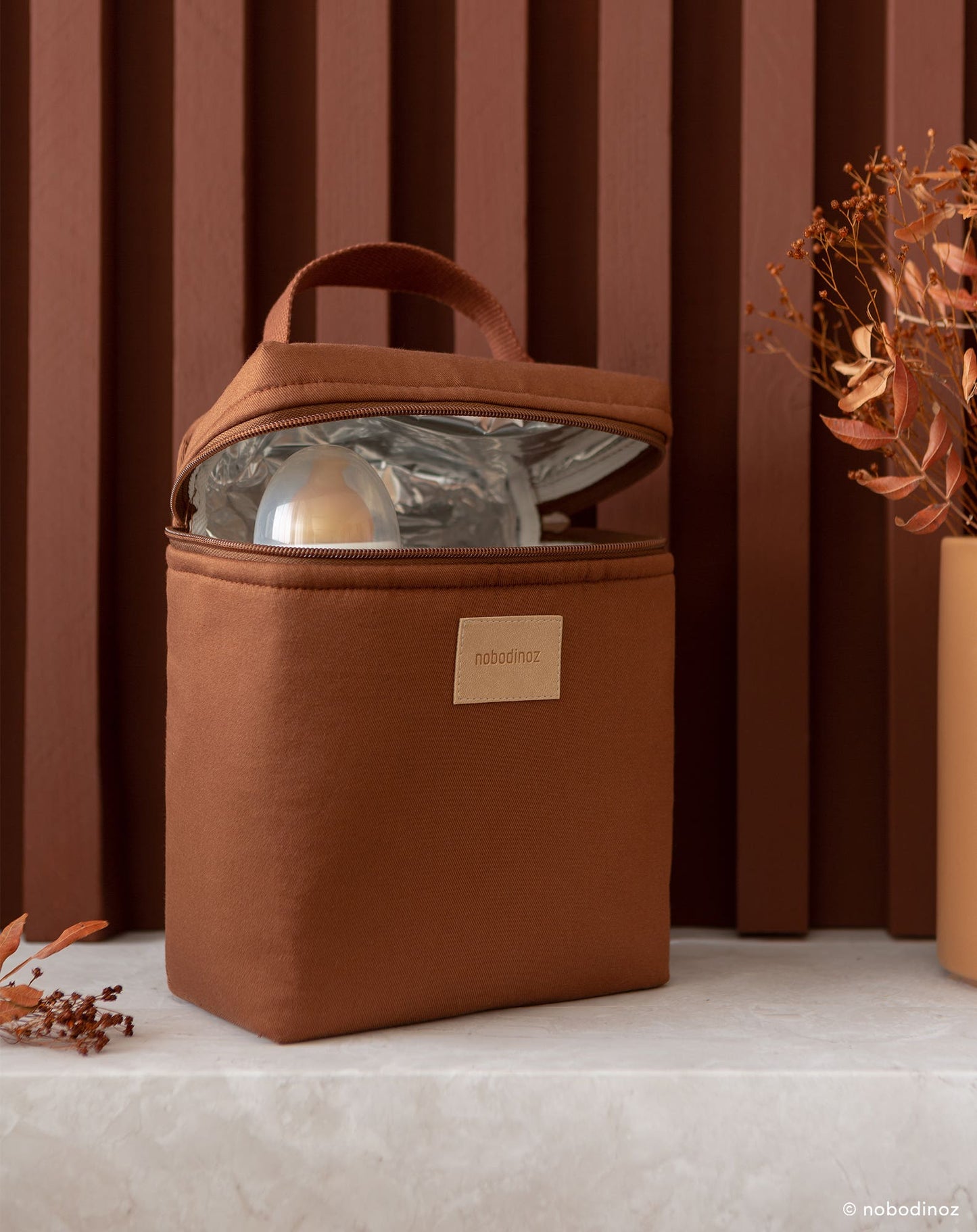 Baby on the go insulated baby bottle and lunch bag CLAY BROWN