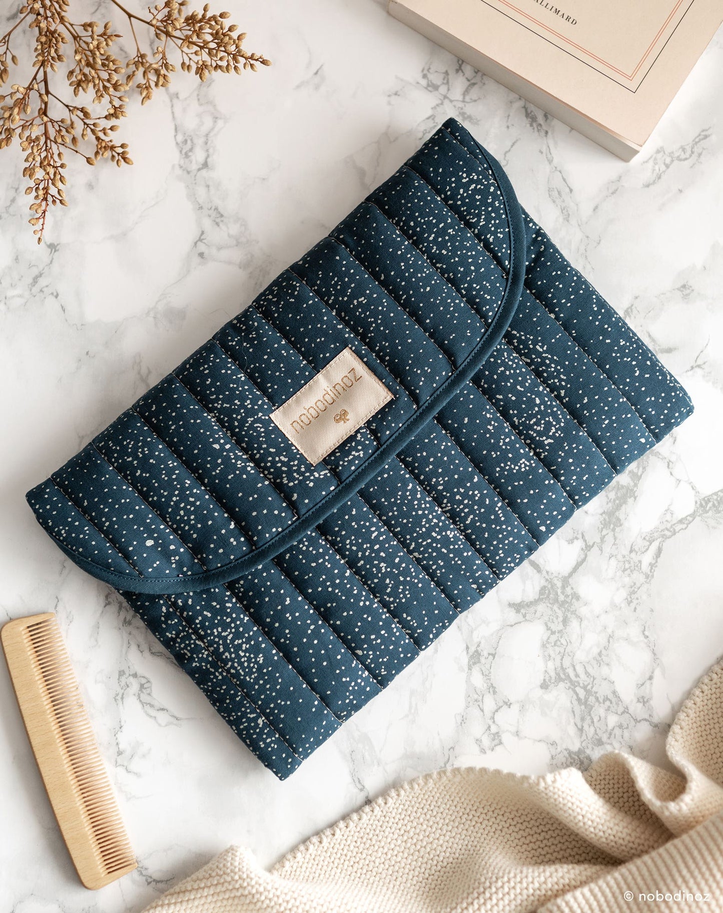BAGATELLE POUCH 19X27 Gold Bubble night blue