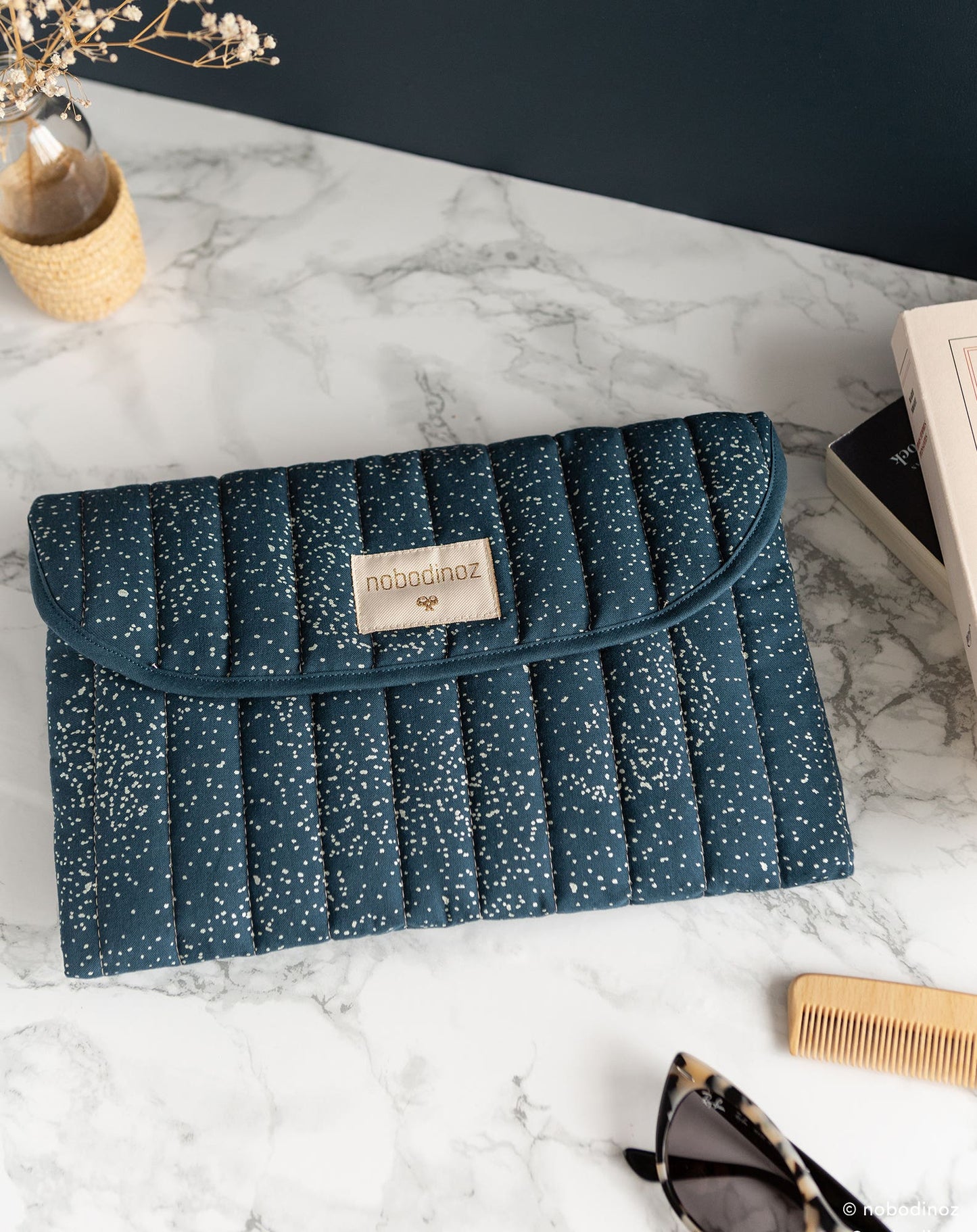 BAGATELLE POUCH 19X27 Gold Bubble night blue