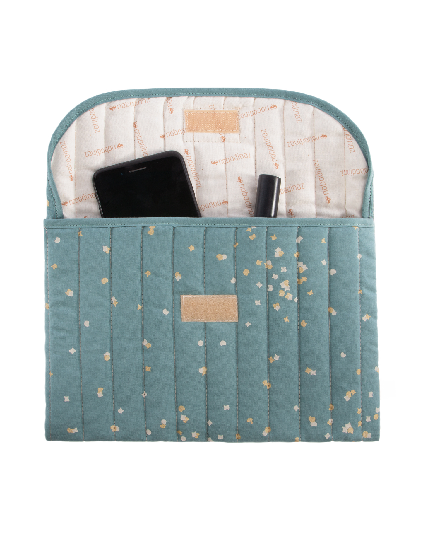 Bagatelle pouch 19X27-GOLD CONFETTI/ MAGIC GREEN