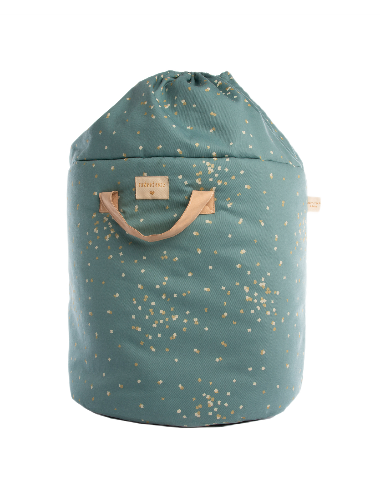 Bamboo toy bag Large 60X42X42-GOLD CONFETTI/ MAGIC GREEN
