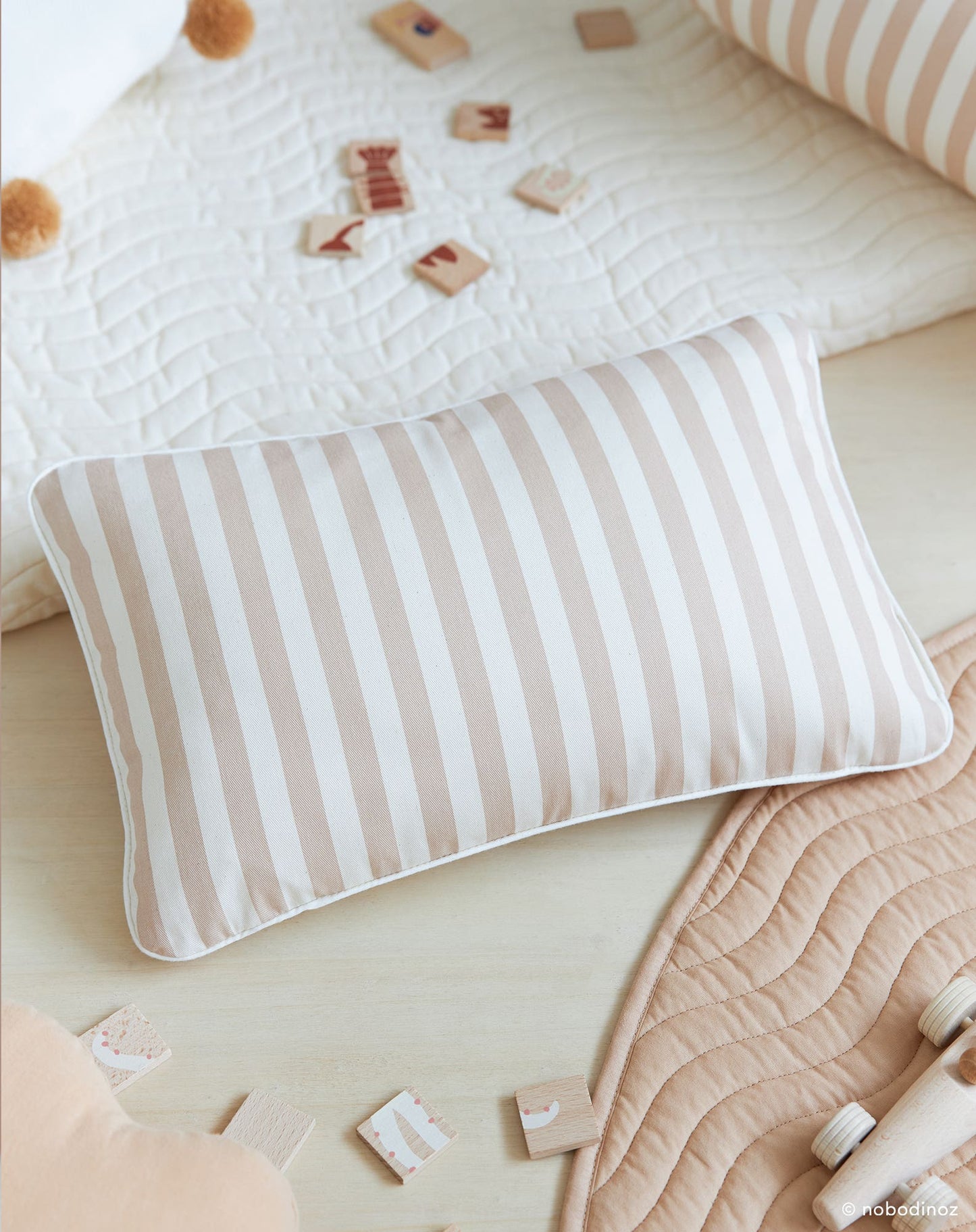 Jazz cushion 45X30 cm Taupe stripes Natural