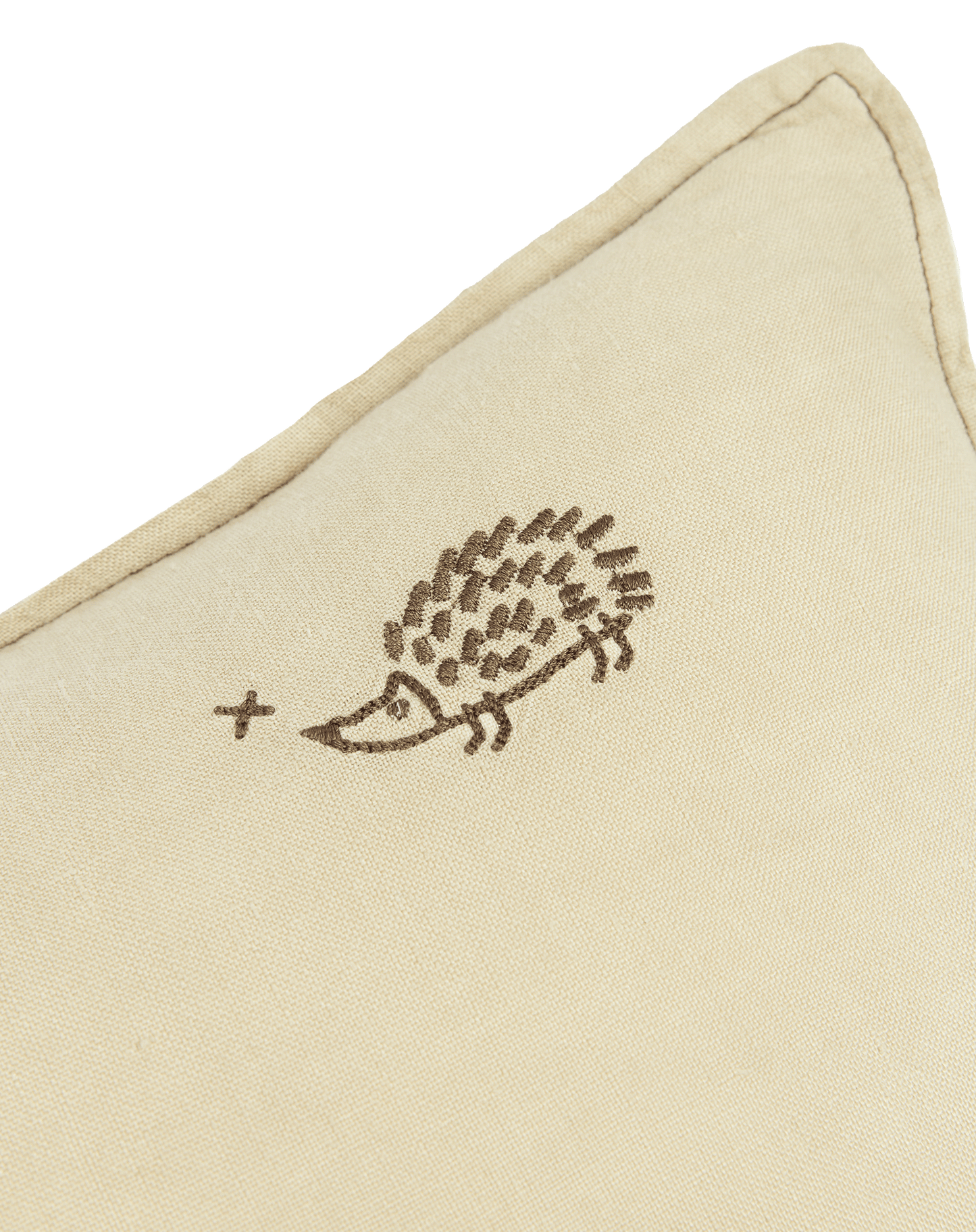Coussin rectangulaire brodé L1N0 en lin français lavé