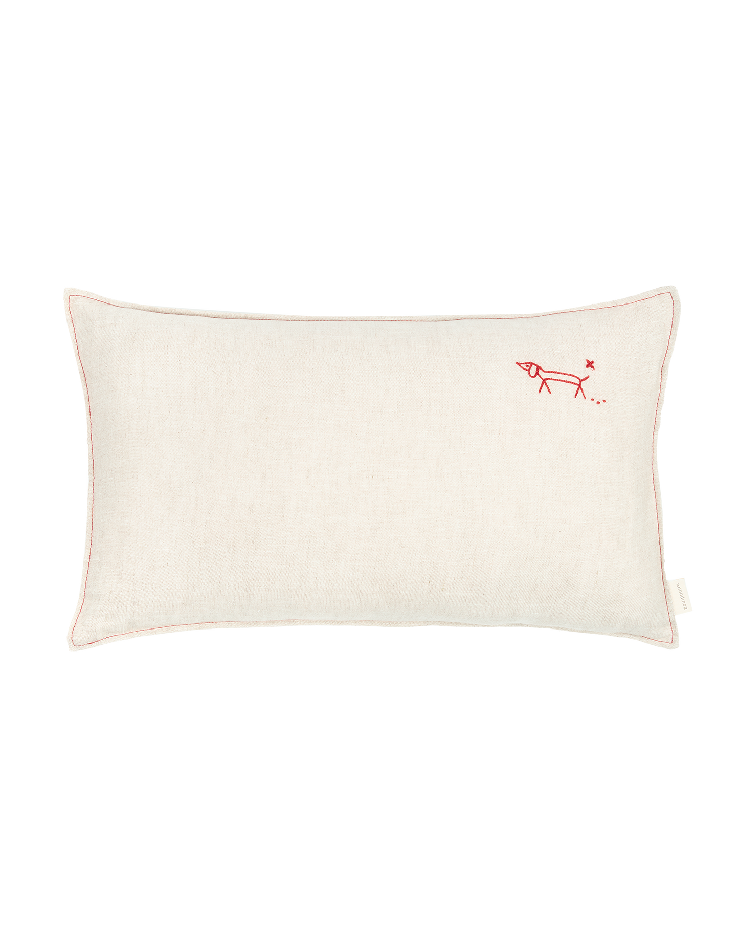 Coussin rectangulaire brodé L1N0 en lin français lavé