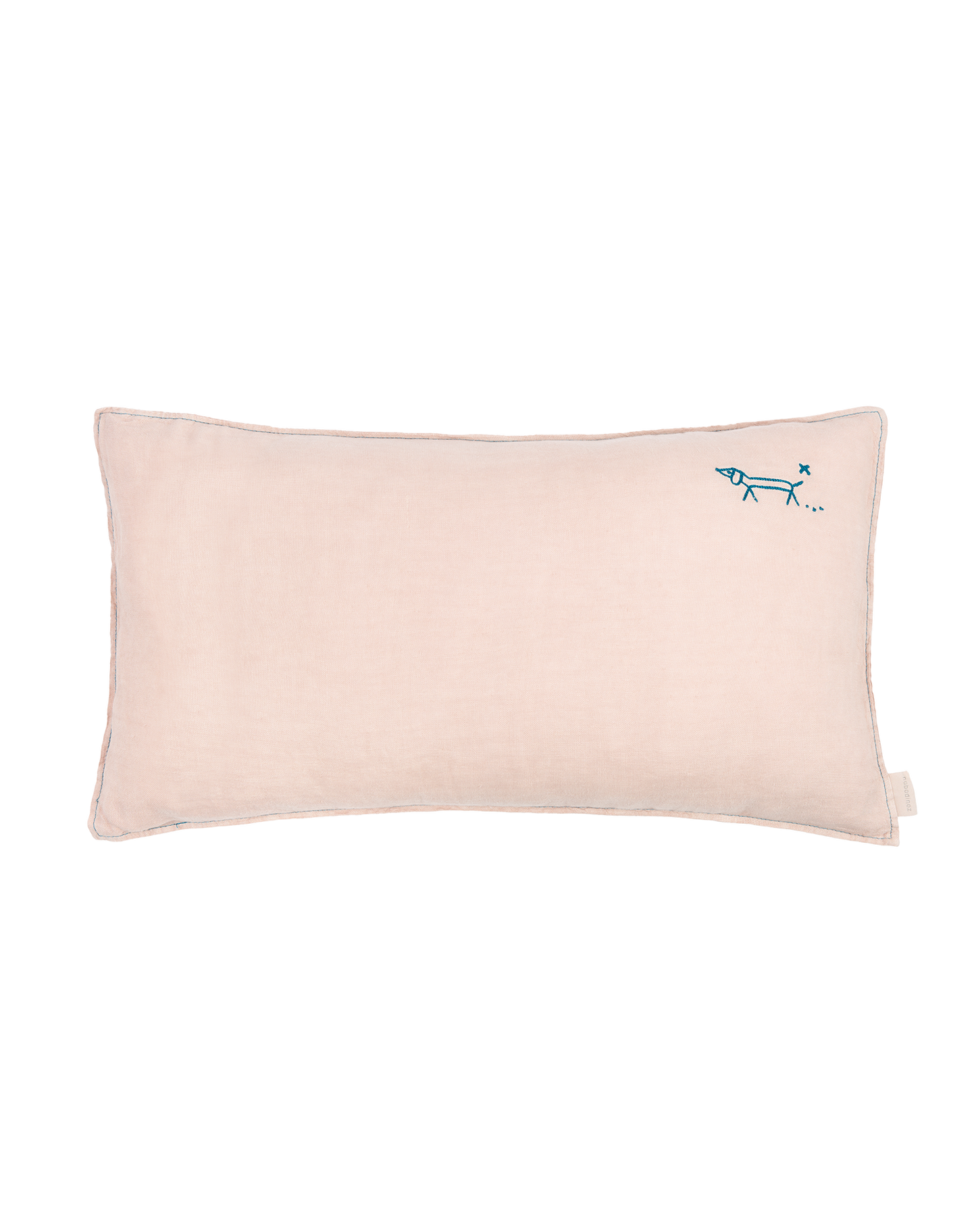 Coussin rectangulaire brodé L1N0 en lin français lavé