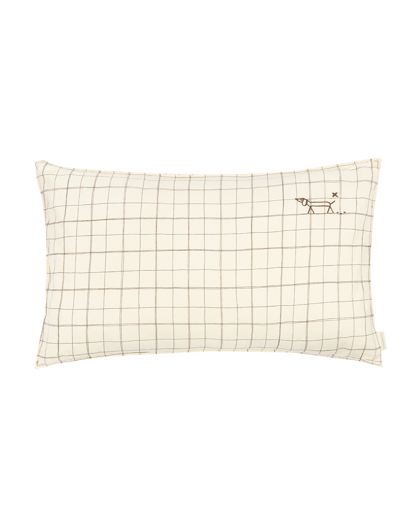 Coussin rectangulaire brodé L1N0 en lin français lavé