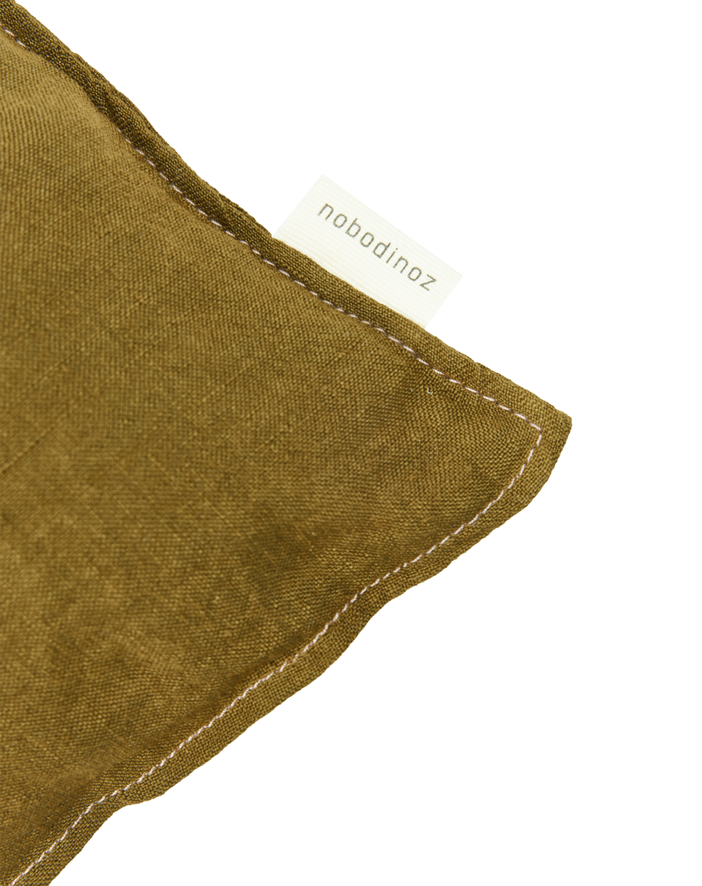 Coussin carré brodé L1N0 en lin français lavé