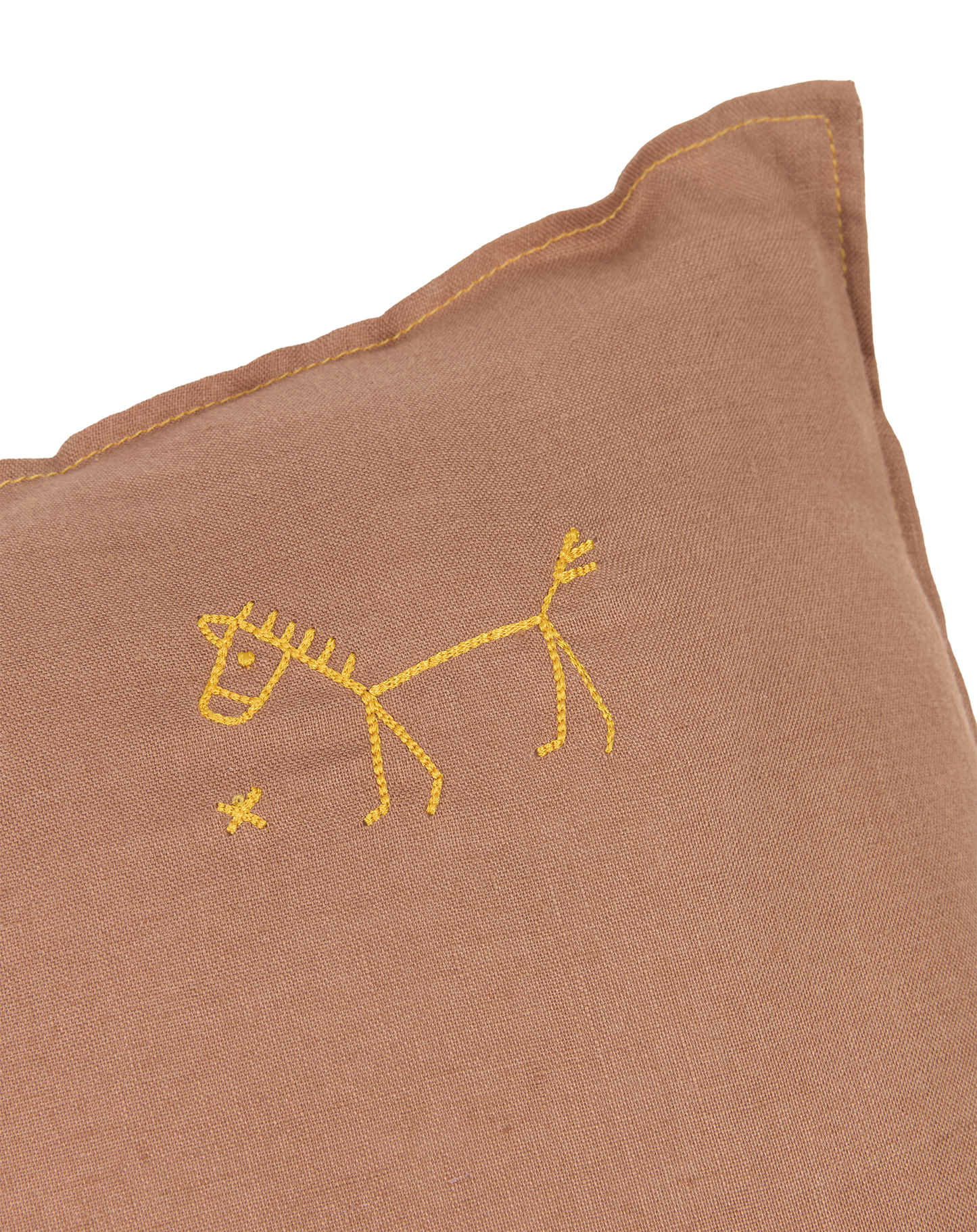 Coussin carré brodé L1N0 en lin français lavé