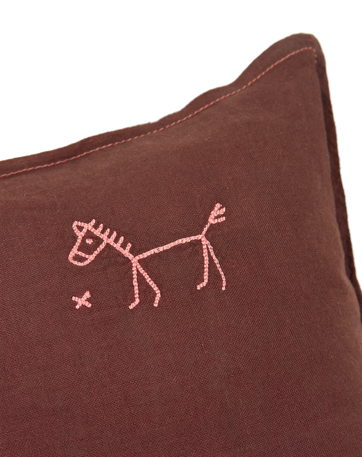 Coussin carré brodé L1N0 en lin français lavé