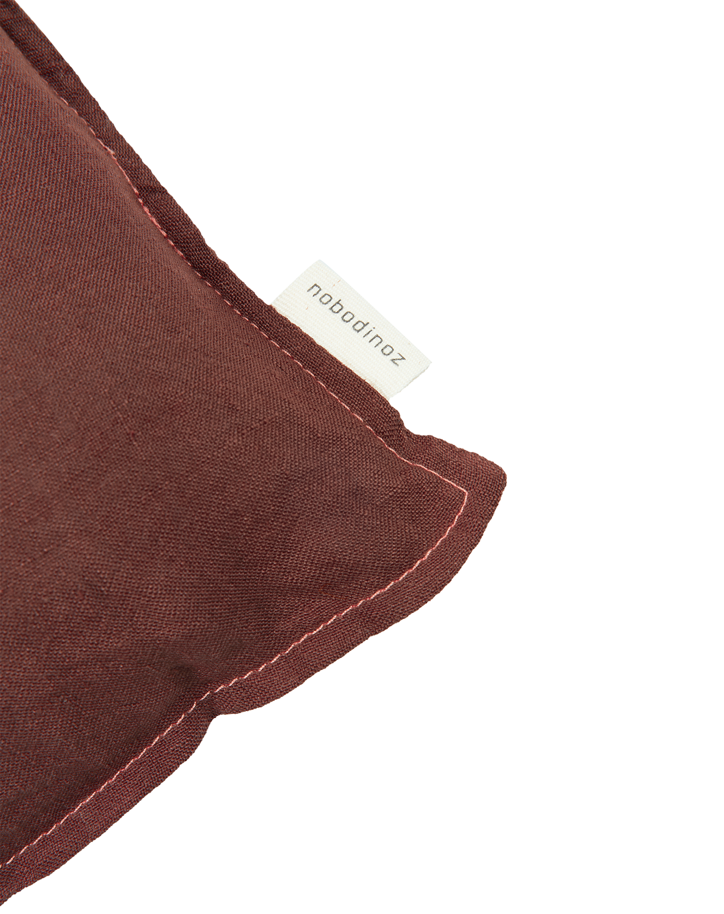 Coussin carré brodé L1N0 en lin français lavé