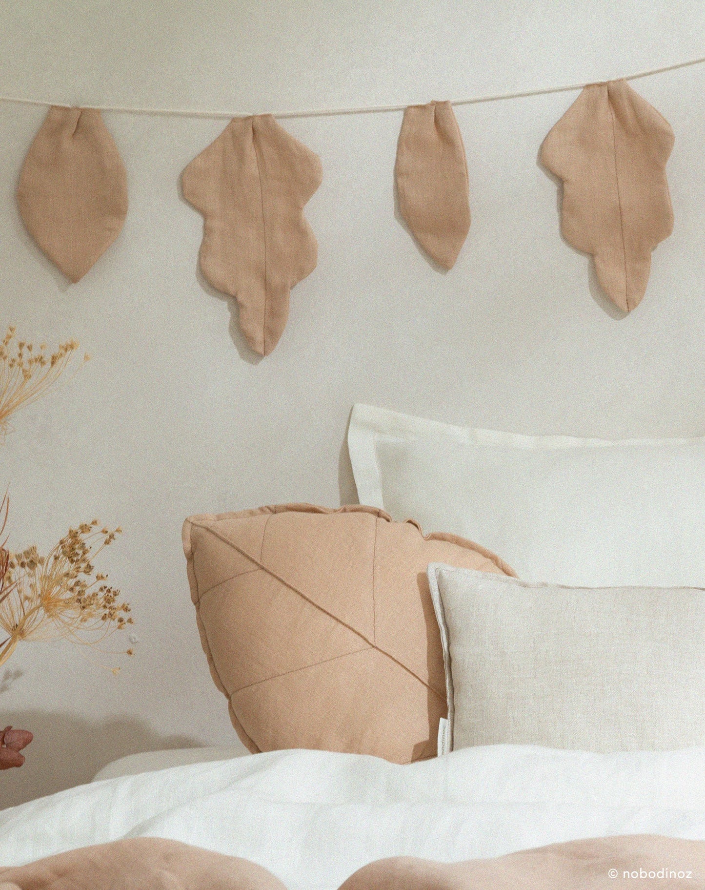 Lin français coussin feuille