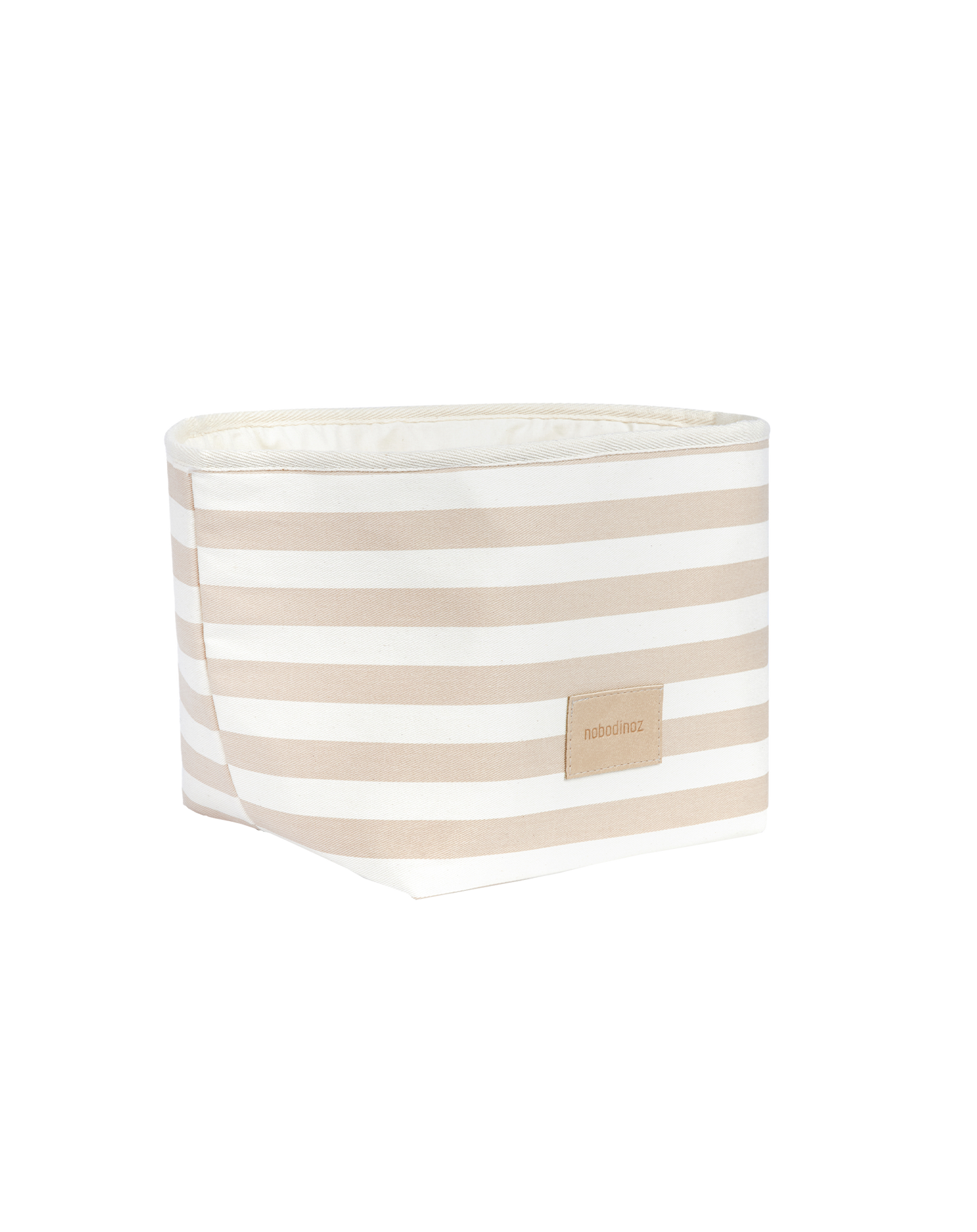 Little Django toy basket 18 x 18 x 18 Taupe thin stripes Natural