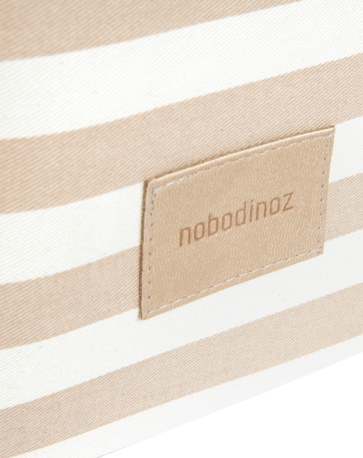 Little Django toy basket 18 x 18 x 18 Taupe thin stripes Natural