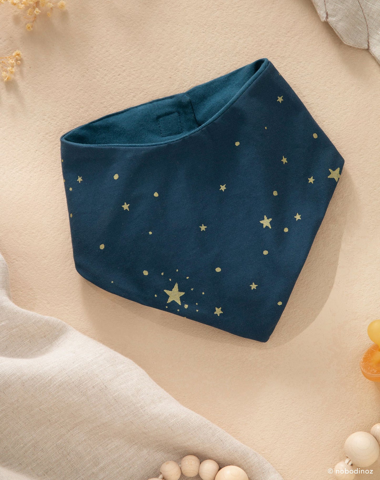 LUCKY BANDANA BIB GOLD STELLA NIGHT BLUE