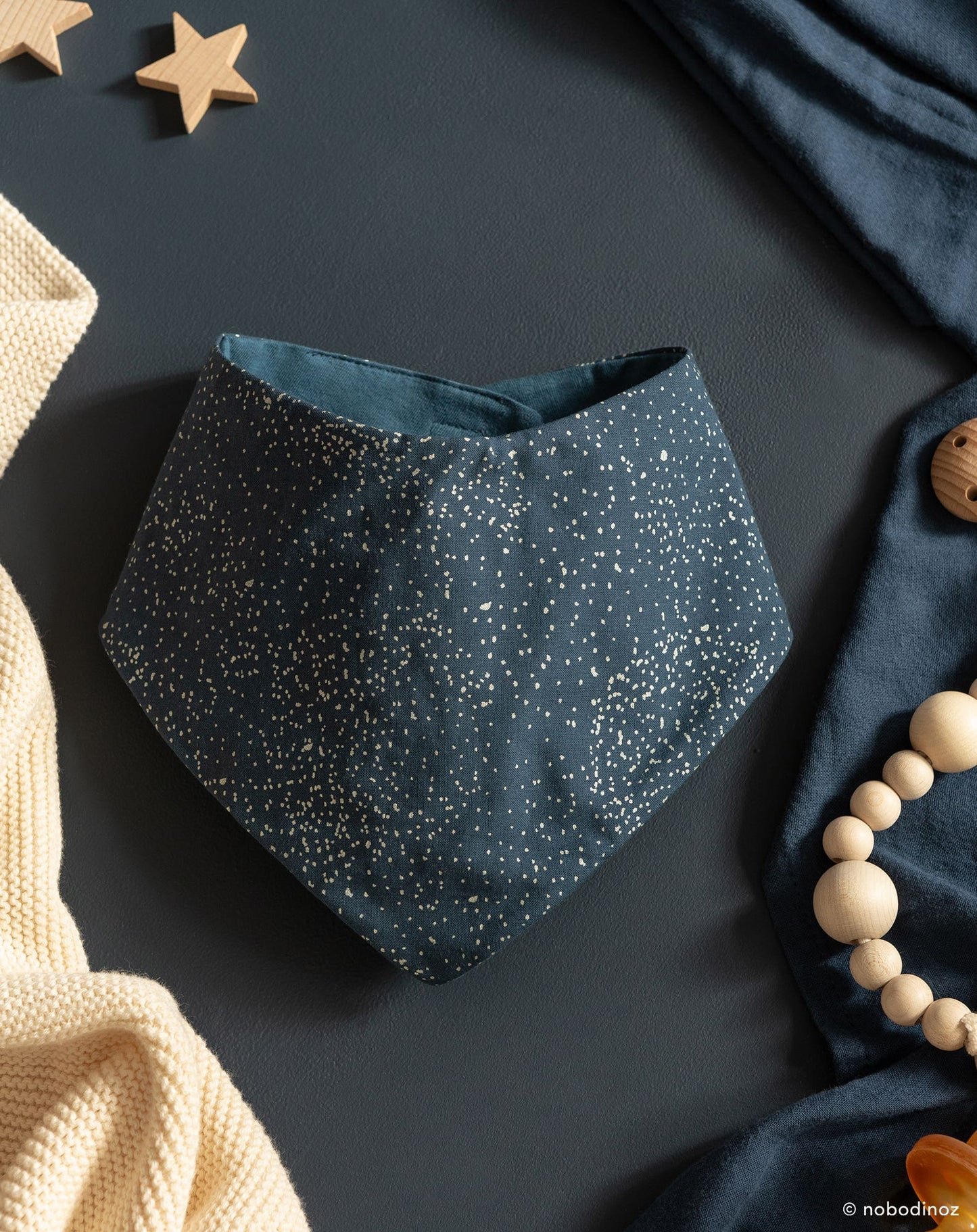LUCKY BANDANA BIB GOLD BUBBLE NIGHT BLUE
