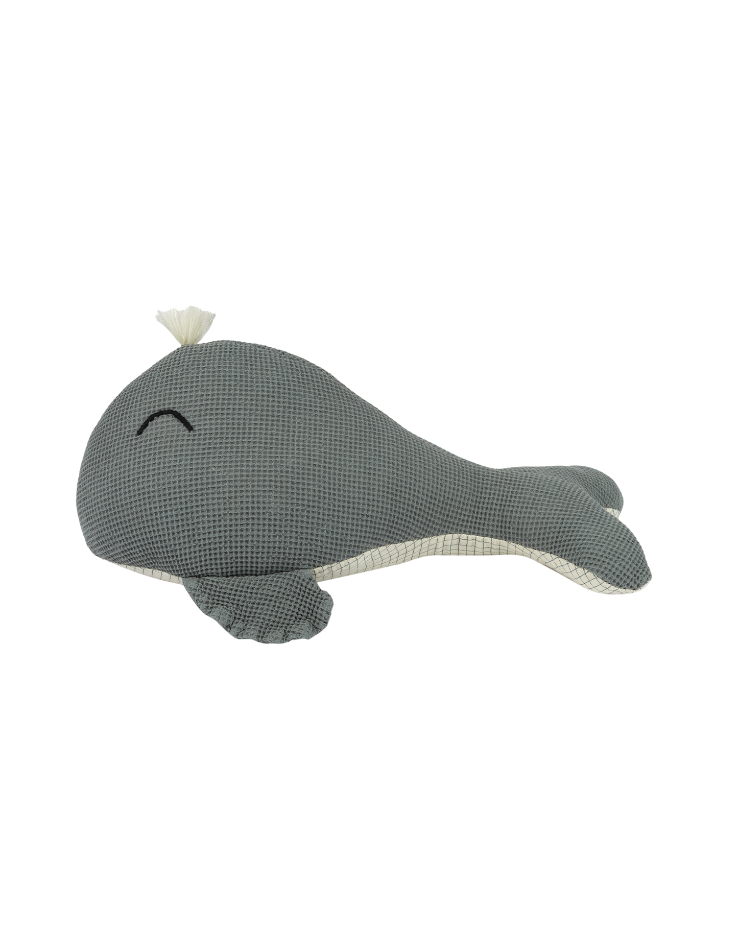 Coussin Wabi-Sabi baleine brodé en coton lavé