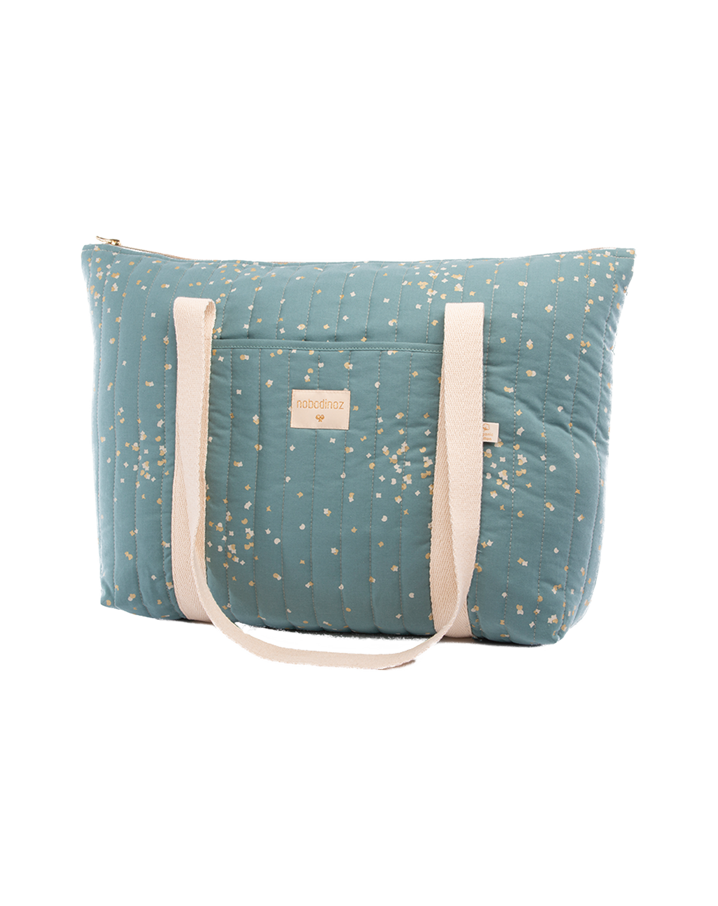 Paris maternity bag 34X50X12-GOLD CONFETTI/ MAGIC GREEN