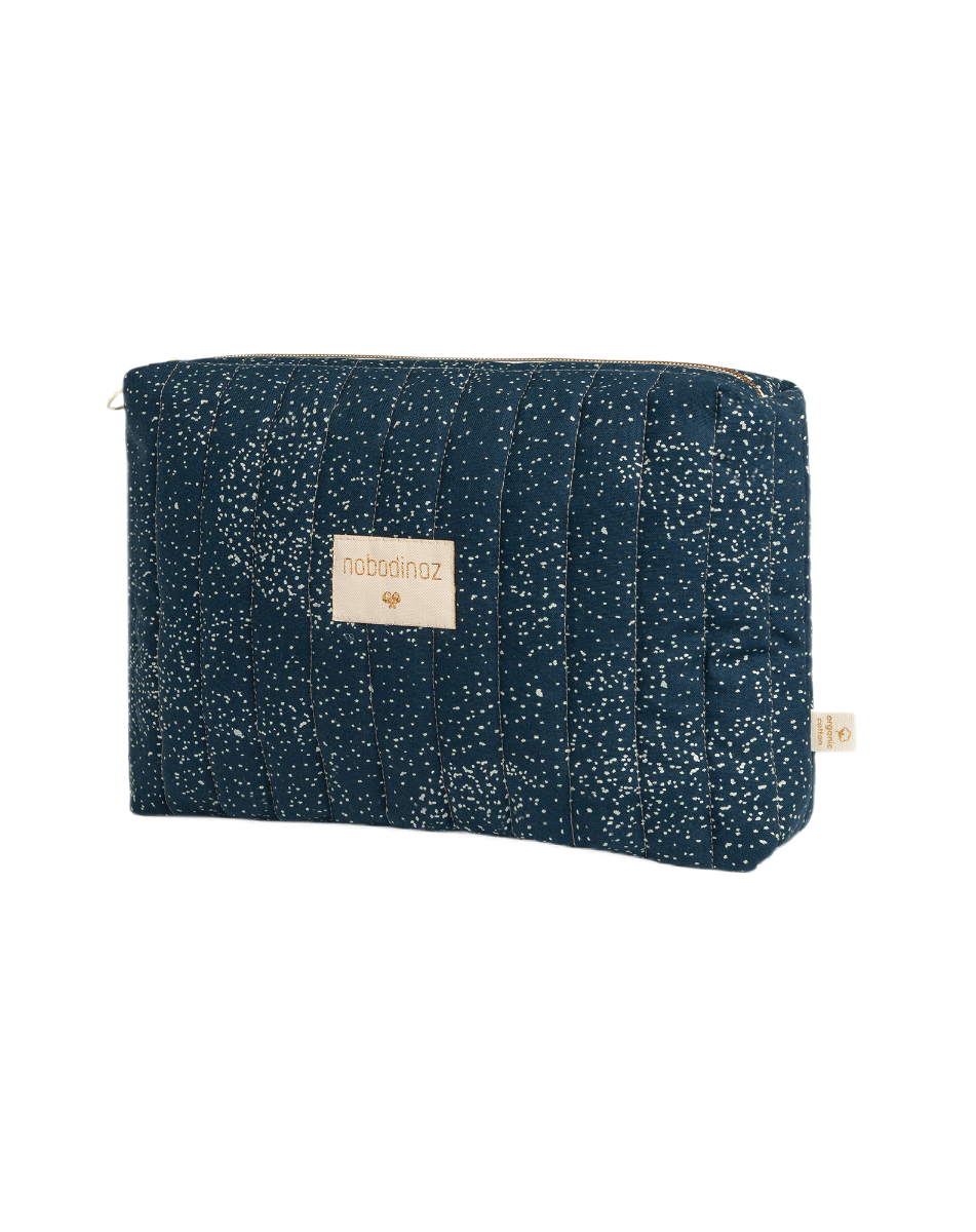TRAVEL VANITY CASE gold bubble night blue