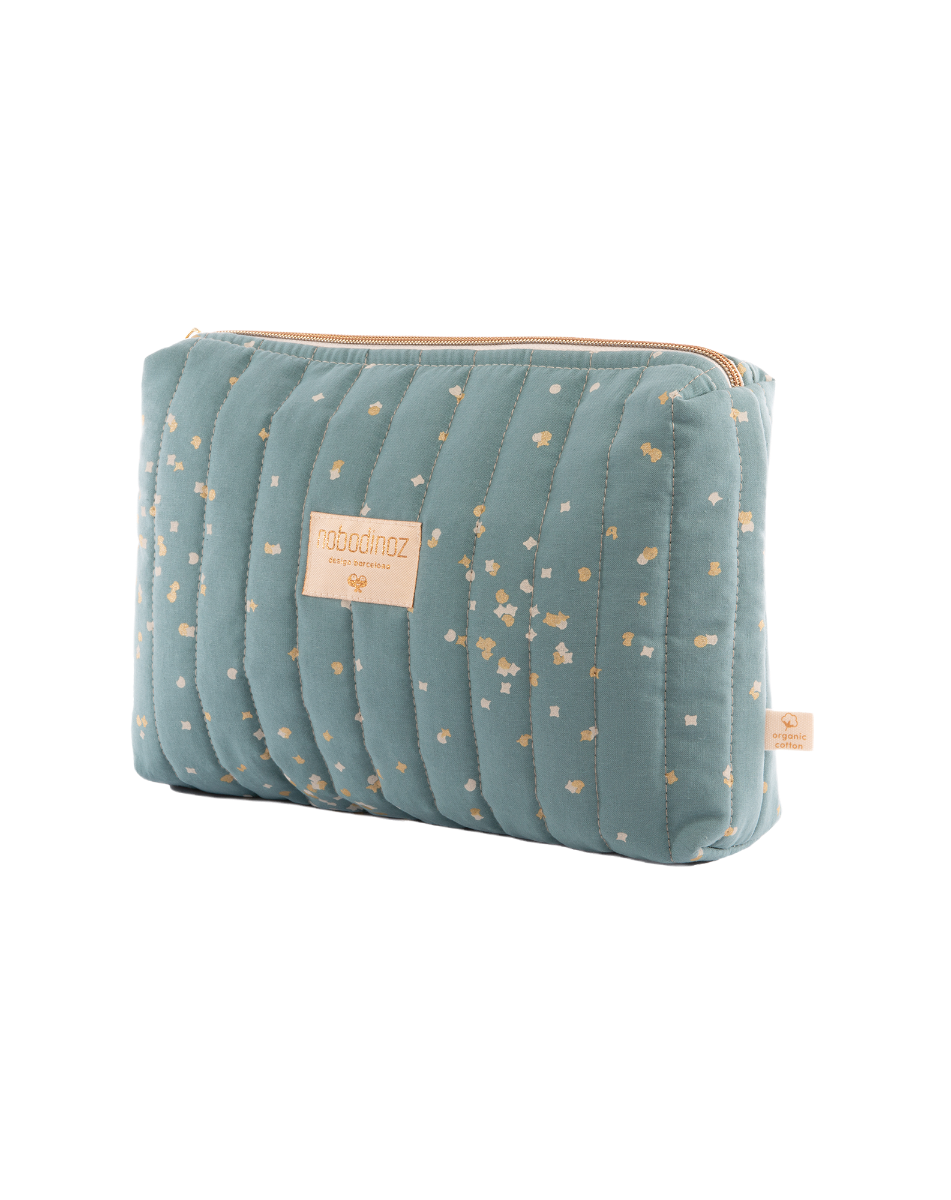 Travel vanity case 18X25-GOLD CONFETTI/ MAGIC GREEN