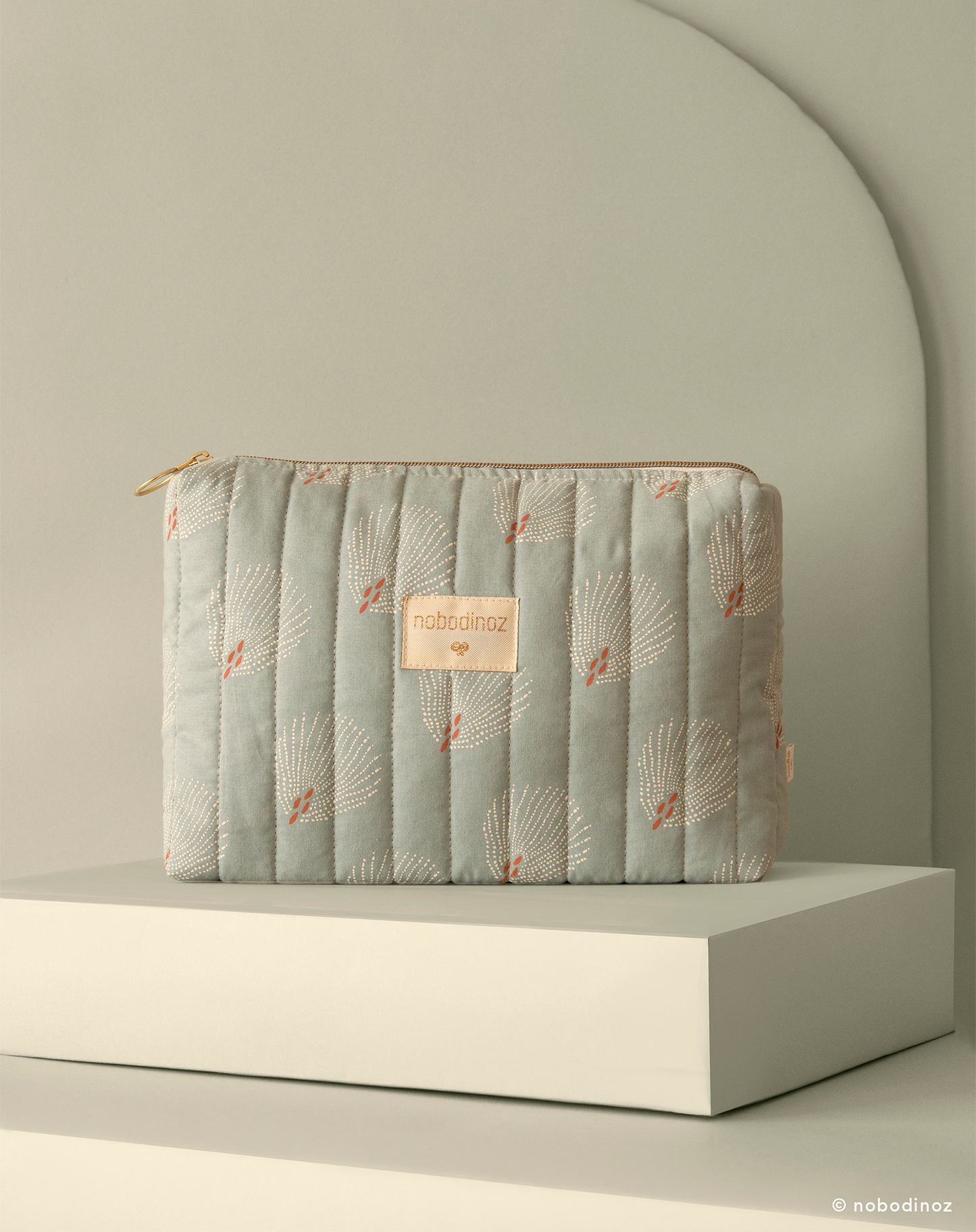 Travel vanity case 18X25-WHITE GATSBY/ ANTIQUE GREEN