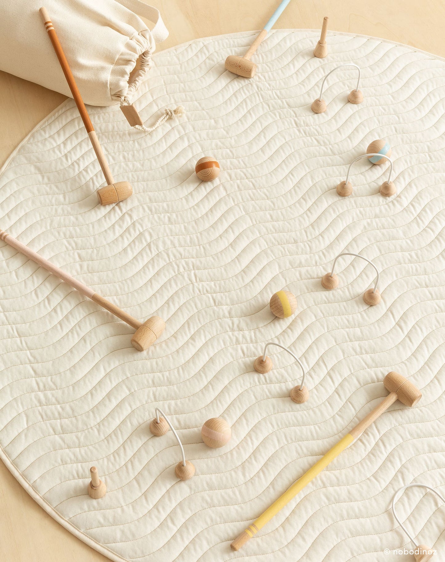 Wooden mini croquet set