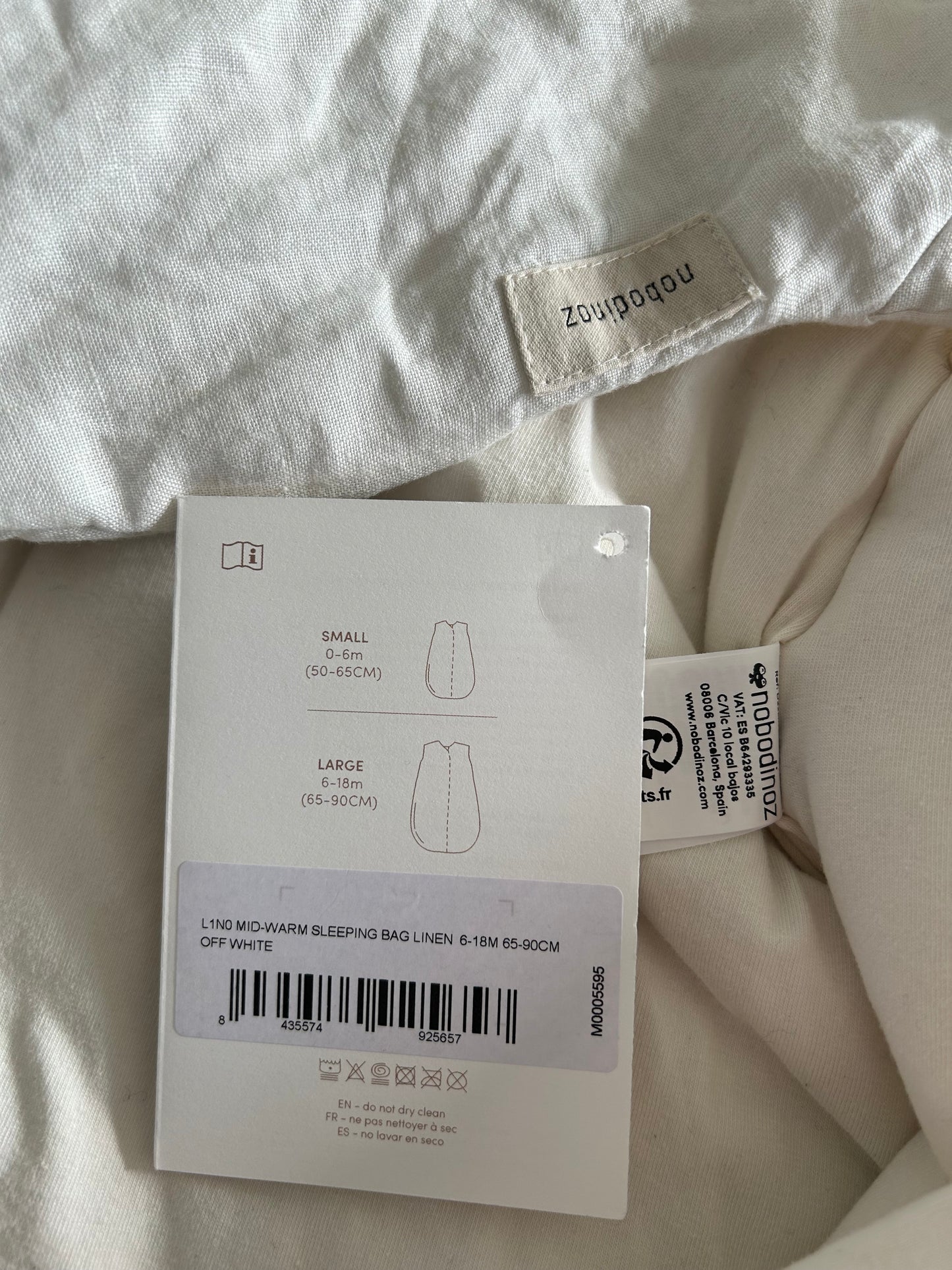 Saco de dormir de lino francés de temporada media L1N0 de color blanco roto