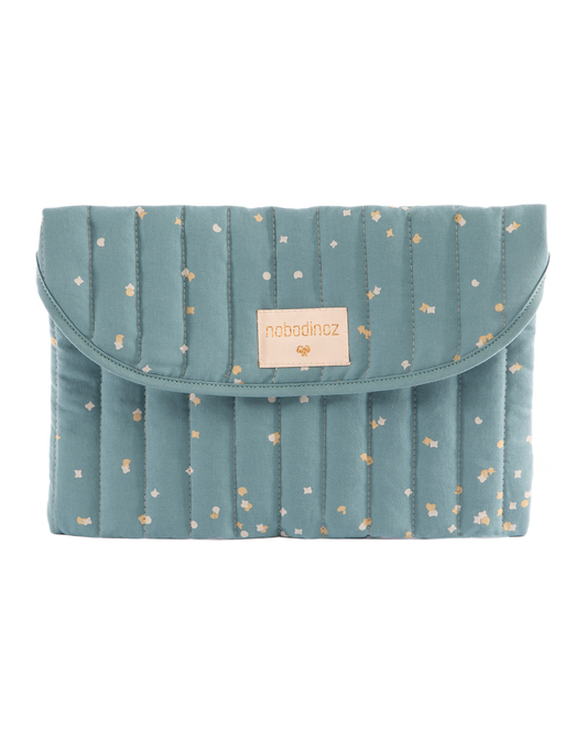 Bagatelle pouch 19X27-GOLD CONFETTI/ MAGIC GREEN