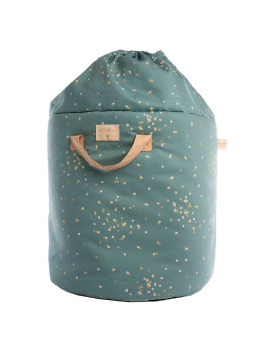 Bamboo toy bag Large 60X42X42-GOLD CONFETTI/ MAGIC GREEN
