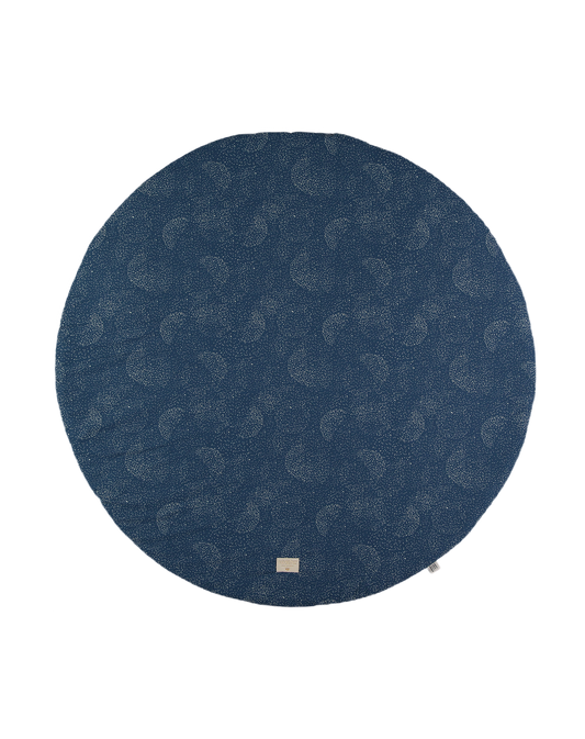 FULL MOON SMALL ROUND PLAYMAT 105X105 Gold bubble night blue