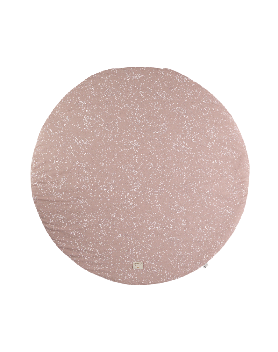 FULL MOON SMALL ROUND PLAYMAT 105X105 White bubble misty pink