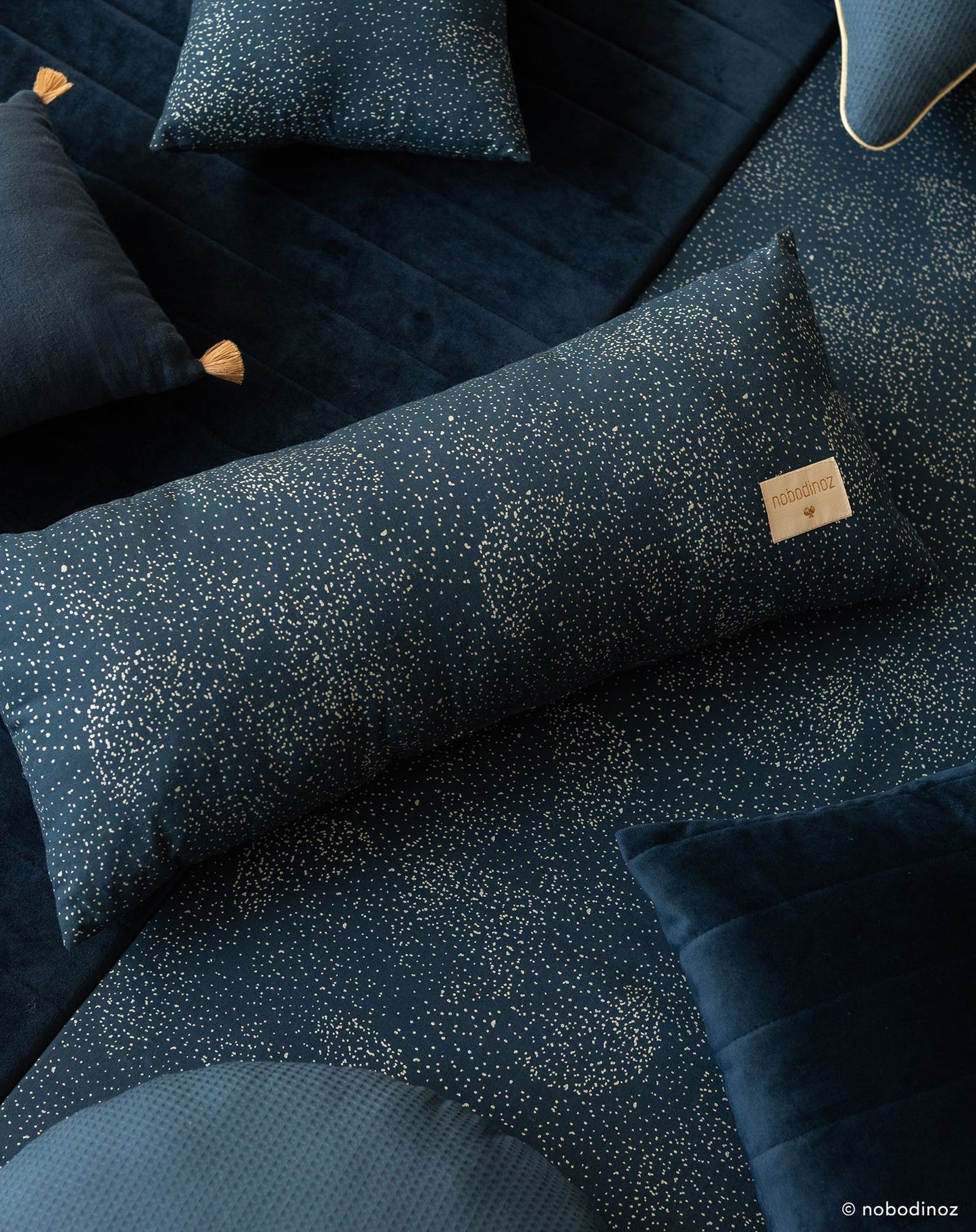 HARDY LONG CUSHION 22X52 GOLD BUBBLE / NIGHT BLUE