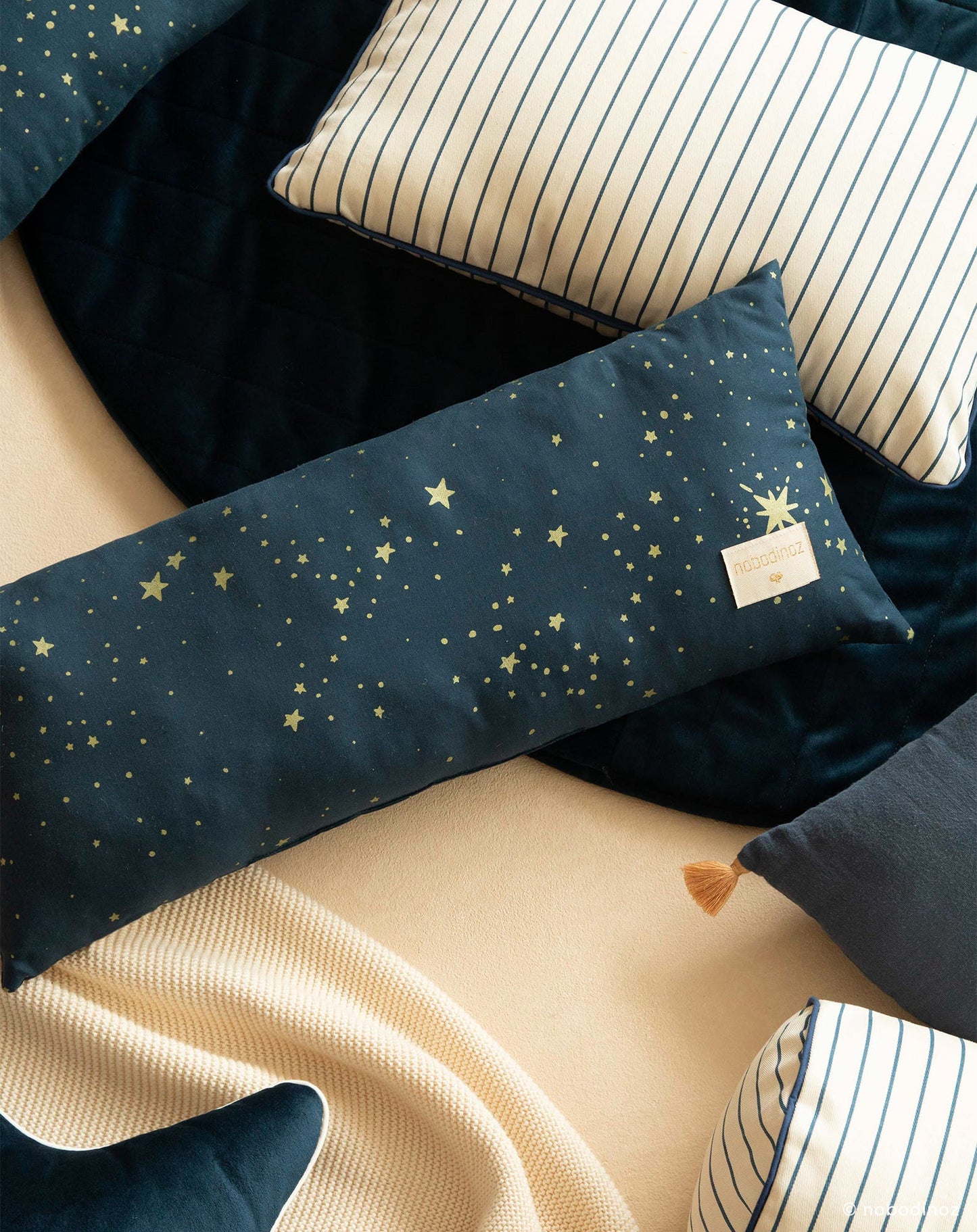 HARDY LONG CUSHION 22X52 GOLD STELLè/ NIGHT BLUE
