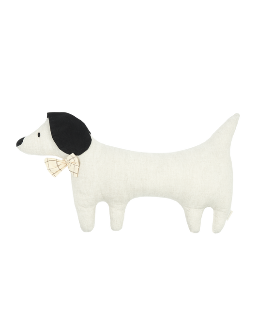 Coussin L1N0 en lin français lavé - Toby le chien