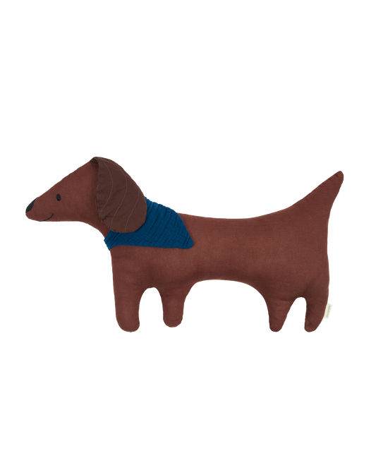 Coussin L1N0 en lin français lavé - Toby le chien