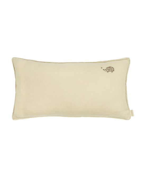 Coussin rectangulaire brodé  L1N0 en lin français lavé