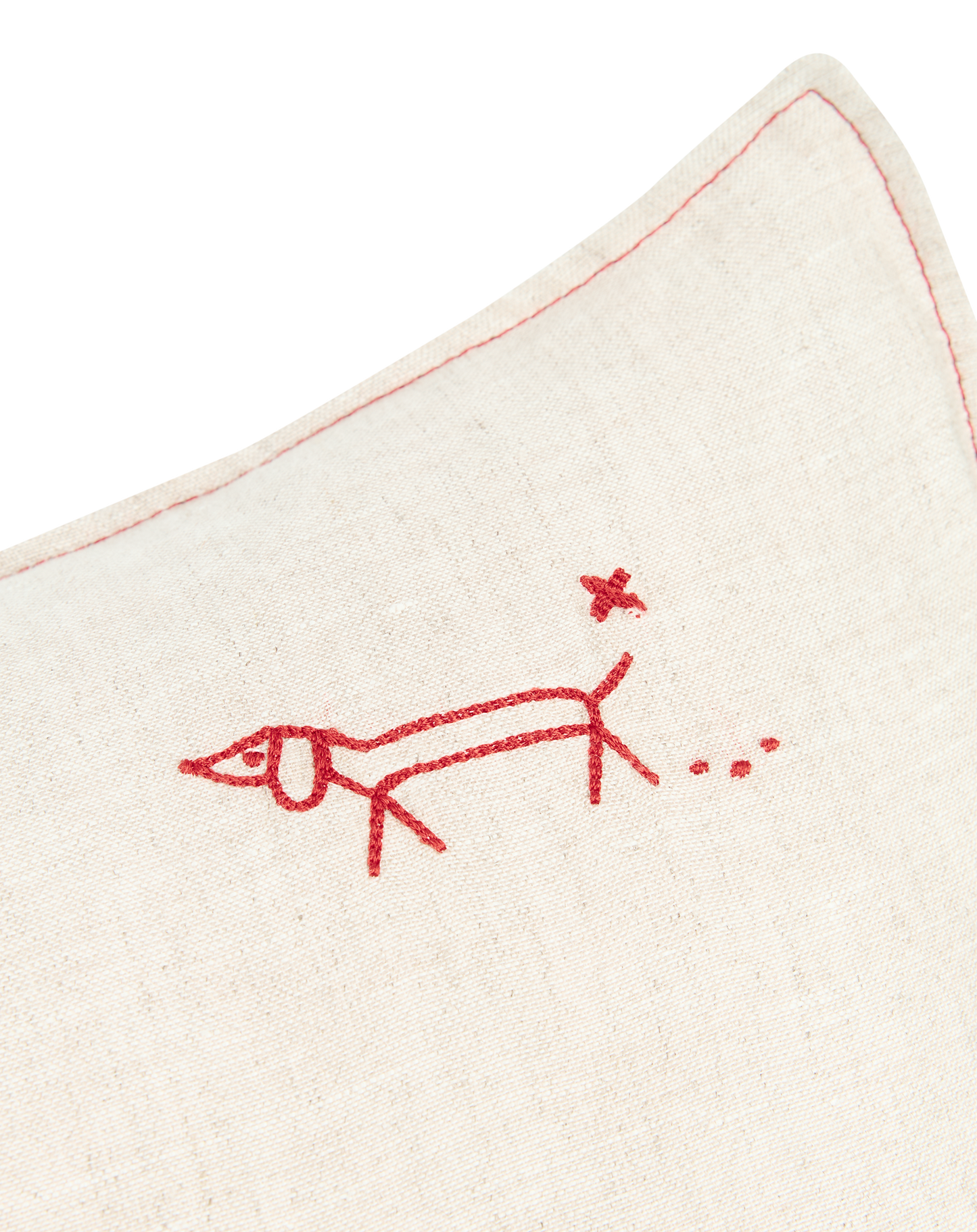 Coussin rectangulaire brodé  L1N0 en lin français lavé