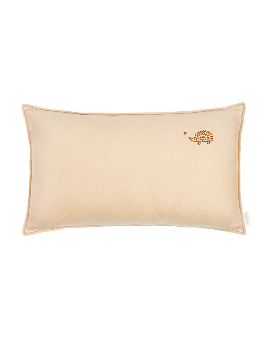 Coussin rectangulaire brodé  L1N0 en lin français lavé