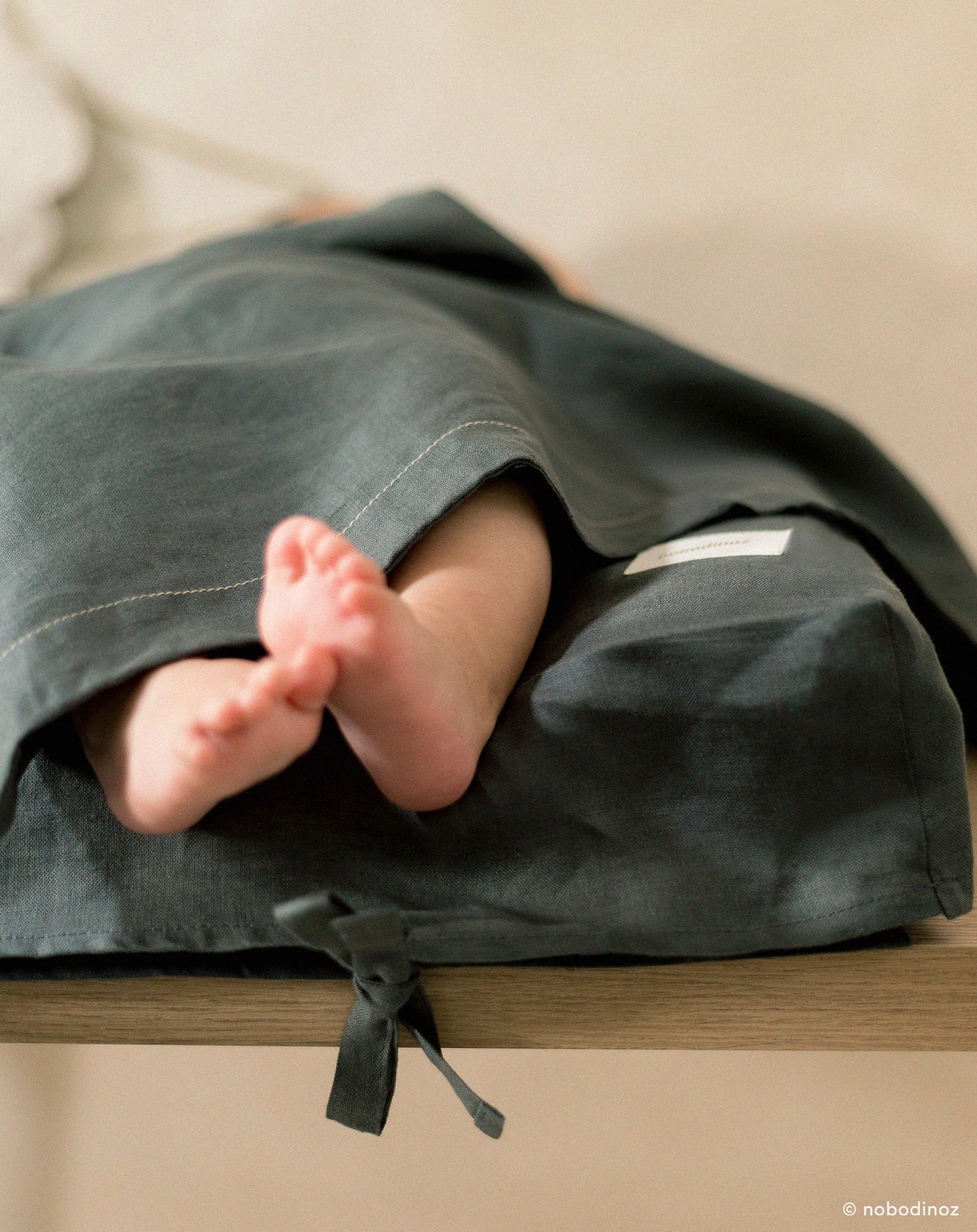 Housse de matelas à langer L1N0 en lin français