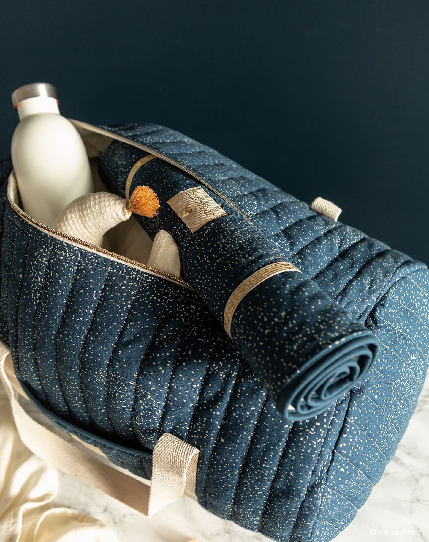 NEW YORK WEEKEND BAG 30X45X30 gold bubble night blue
