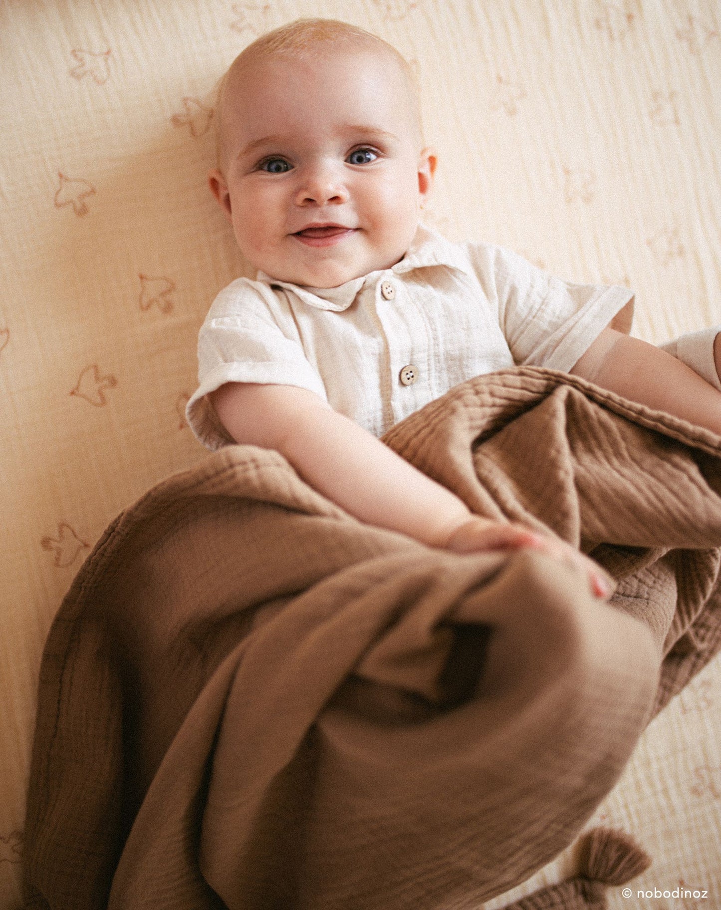 Wabi-Sabi baby fitted sheet in washed cotton double gauze