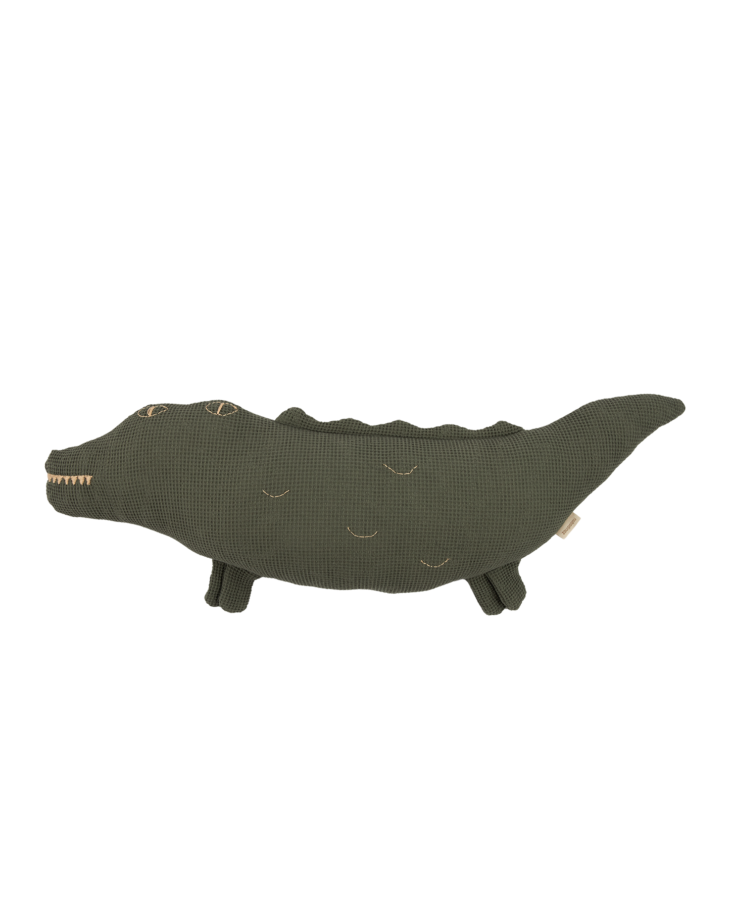 Coussin Wabi-Sabi crocodile brodé en coton lavé