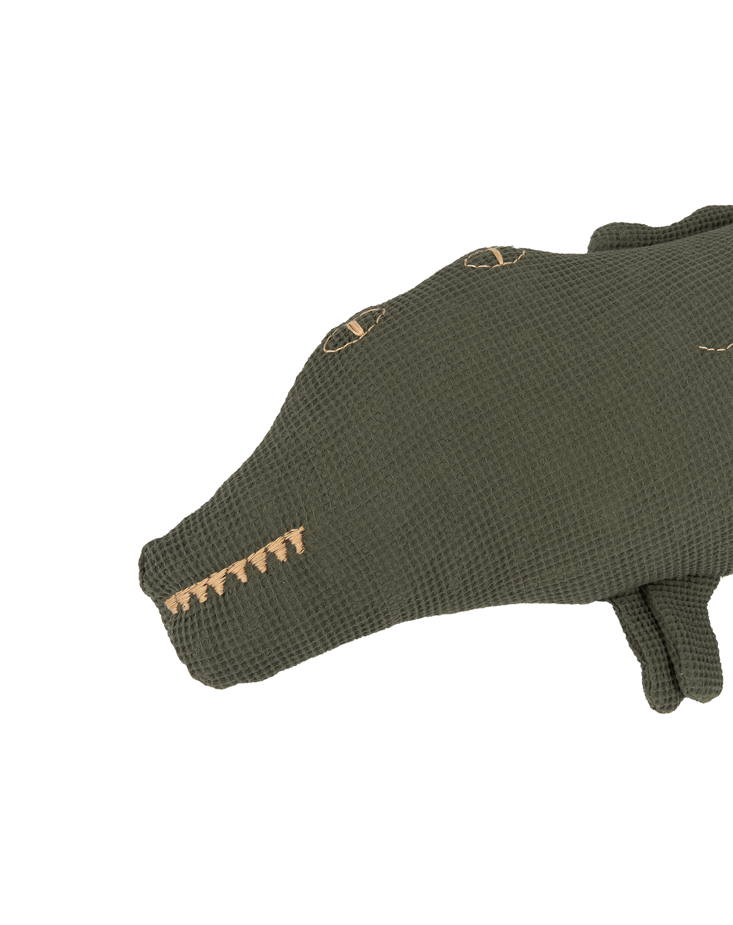 Coussin Wabi-Sabi crocodile brodé en coton lavé