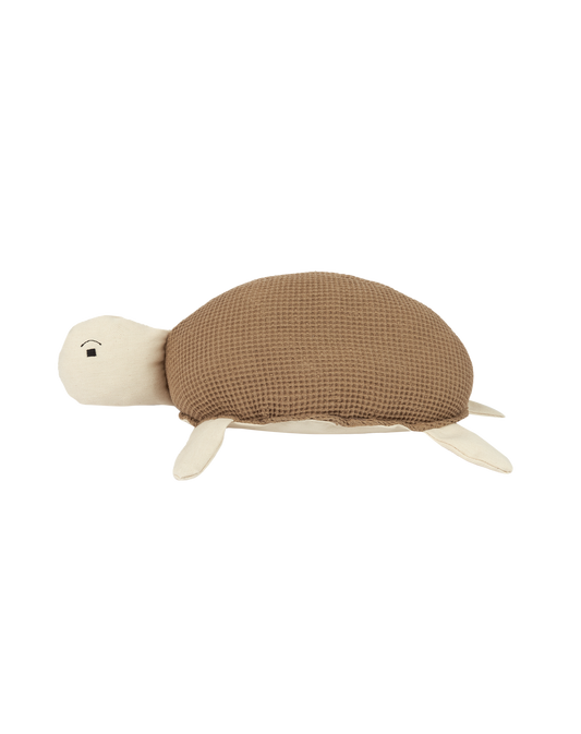 Coussin Wabi-Sabi tortue brodé en coton lavé