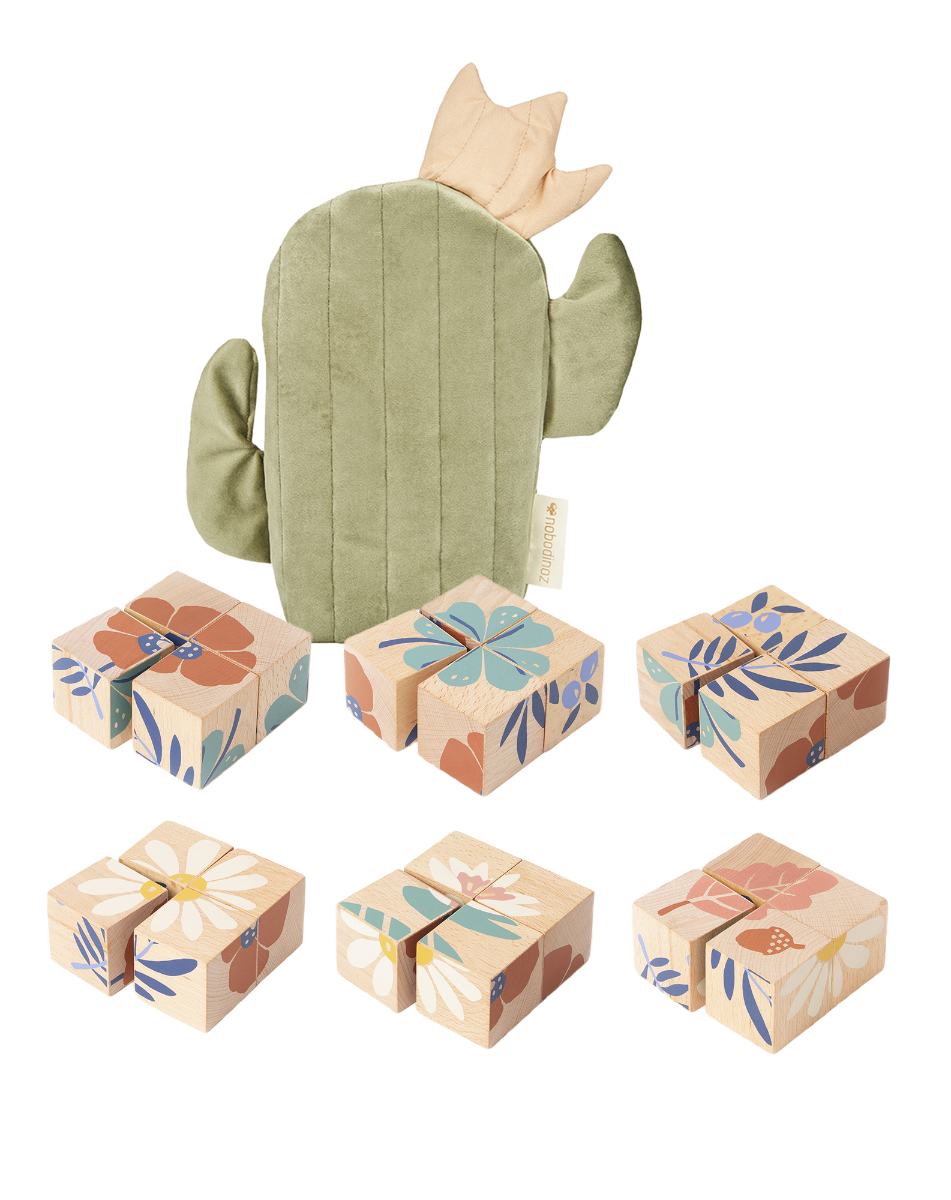Plants wooden cubes