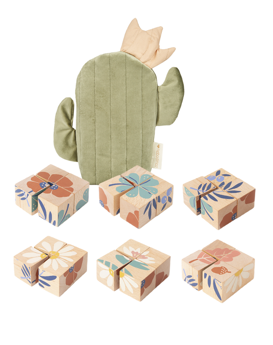 Plants wooden cubes