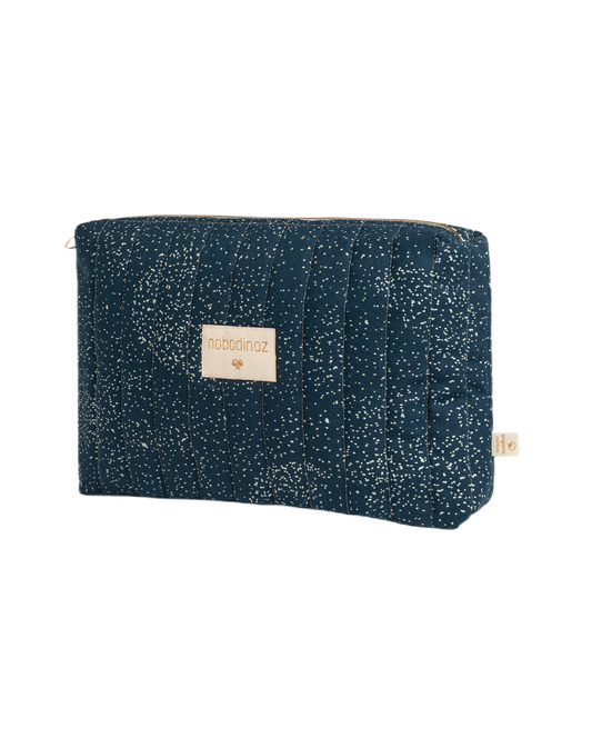 TRAVEL VANITY CASE gold bubble night blue
